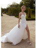 Sweetheart Ivory Satin Slit Modern Wedding Dress